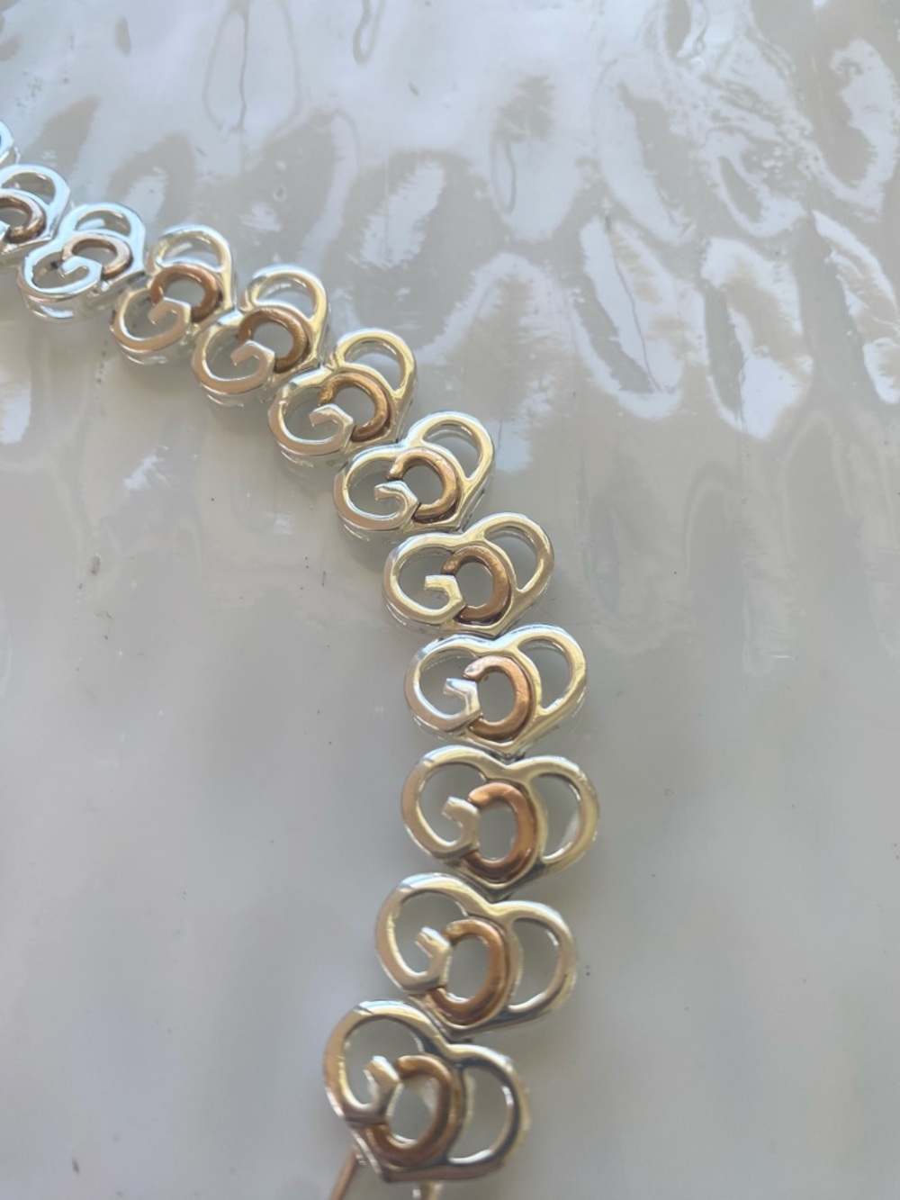 Two tone Linked Heart (GOD) Bracelet fits up to 7 inches - Picture 3 of 8